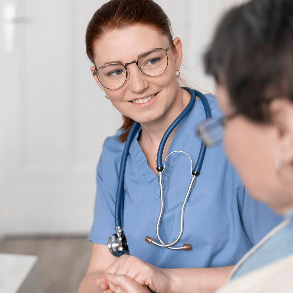 Nurse helping patient