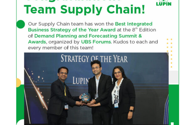 Lupin Supply Chain team won the Best Integrated Business Strategy of the year Award.