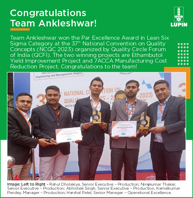 Congratulations Team Ankleshwar for Winning at the NCQC 2023 by QCFI