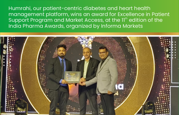 Humrahi, our patient-centric diabetes and heart health management platform, wins an award for Excellence in Patient Support Program and Market Access, at 11th edition of the India Pharma Awards, organized by Informa Markets