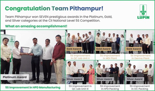 Team Pithampur won SEVEN prestigious awards in the Platinum, Gold and Silver categories at the CII National Level 5S Competition