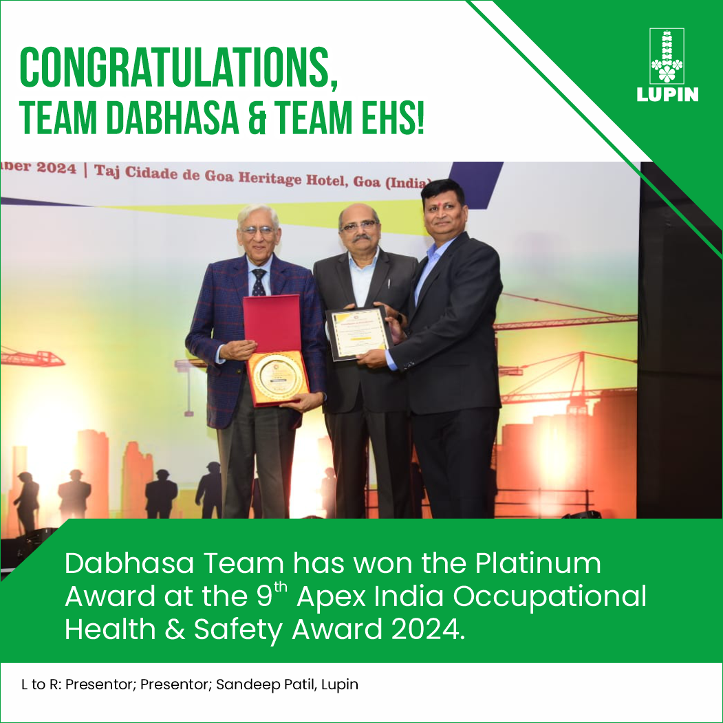 Dabhasa Team has won the Platinum Award at the 9th Apex India Occupational Health & Safety Award 2024