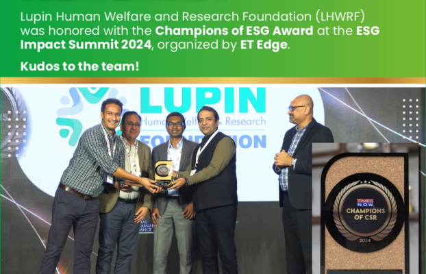 Lupin Human Welfare and Research Foundation (LHWRF) was honored with the Champions of ESG Award at the ESG Impact Summit 2024, organized by ET Edge.